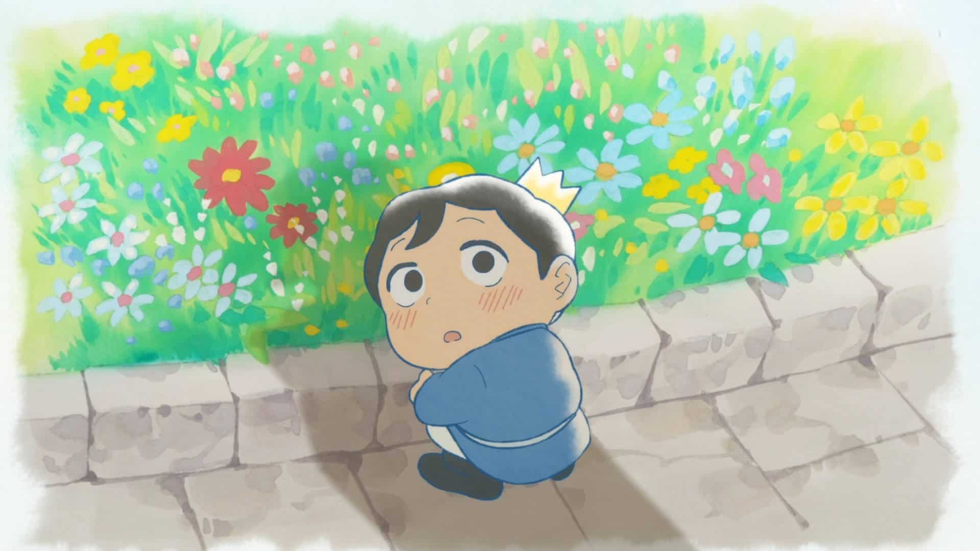 Young bojji looking at flowers
