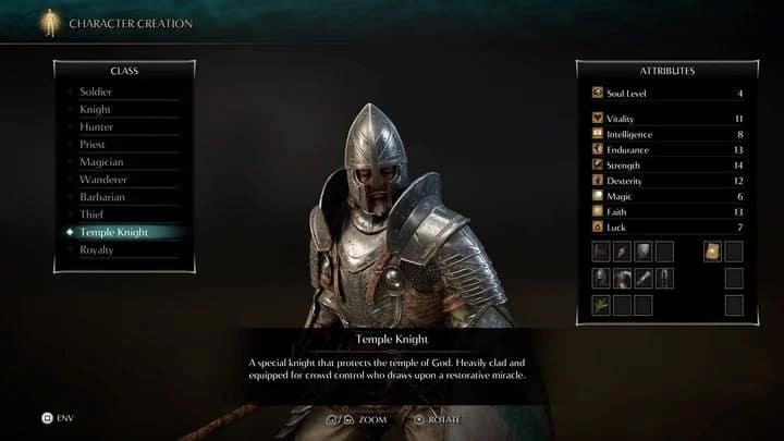 Temple Knight class in Demon's Souls (Credits: Bluepoint Games)