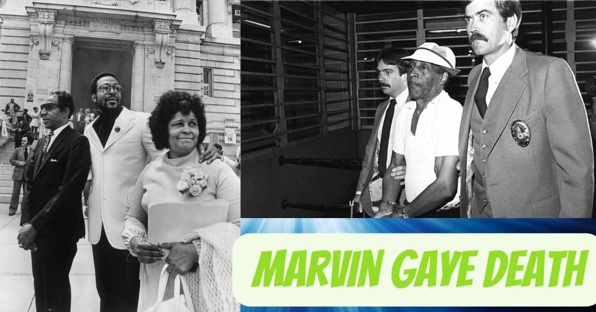 Marvin Gaye com seus pais (à esquerda) e seu pai sendo pego (à direita)
