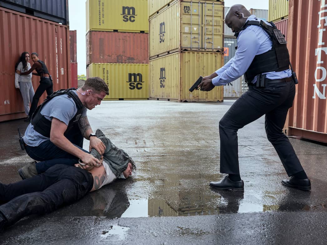 The container depot scene in the series, The Night Agent (Credits: Netflix)
