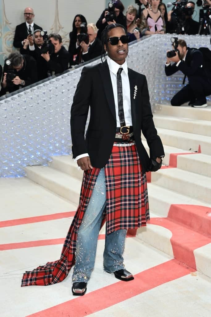 A$AP Rocky wearing Gucci on the Met Gala red carpet