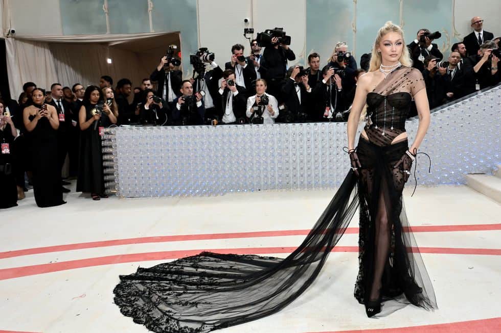 Gigi Hadid attends the 2023 MET Gala wearing Givenchy