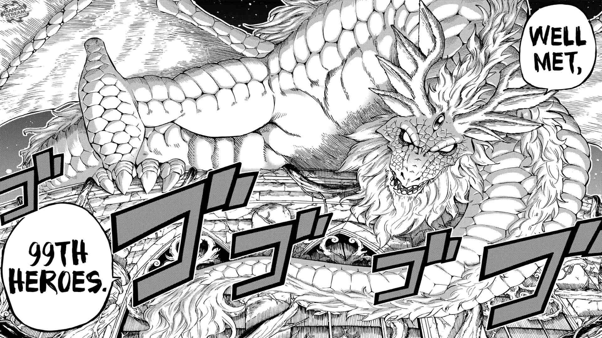 Elefseria In His Dragon Form Inviting Natsu And The Others Into His Guild - Fairy Tail 100 Years Quest Chapter 1 (Credits: INKR) 
