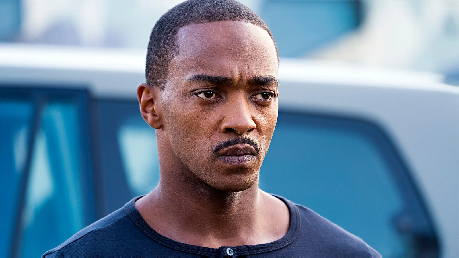 Anthony Mackie in a still from Falcon and the Winter Soldier. 
