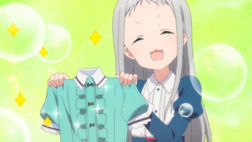 Cute girl Hideri Kanzaki holding a beautiful shirt
