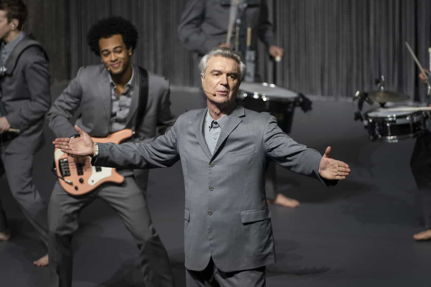 David Byrne in a production still from "David Byrne's American Utopia" at Broadway's Hudson Theater. 