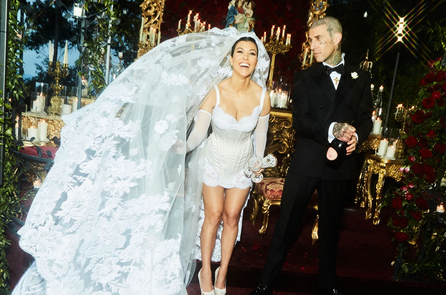 Kourtney Kardashian and Travis Barker's wedding photo that the socialite and reality TV star posted on Instagram.