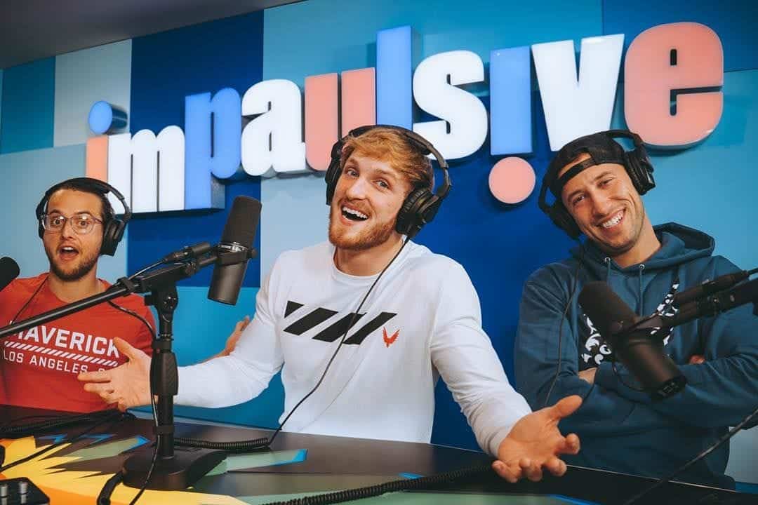 Logan Paul hosting his podcast "Impaulsive" with some of his closest friends