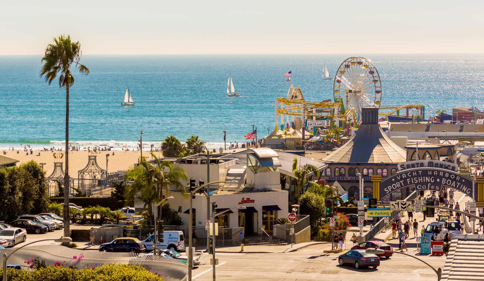 Santa Monica Pier and Venice Beach Boardwalk. 