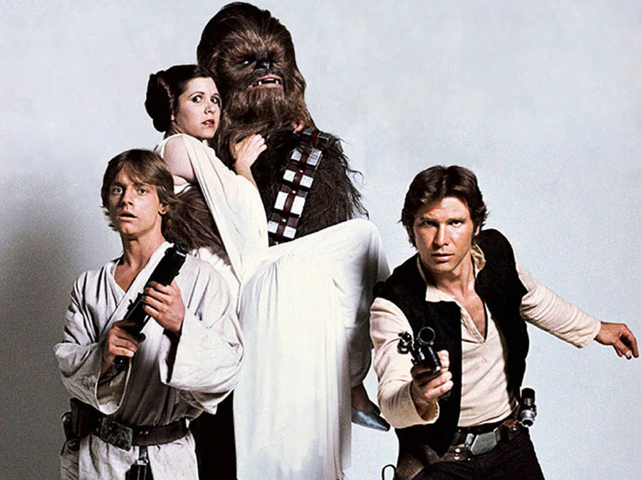 The cast of the 1977 George Lucas blockbuster.