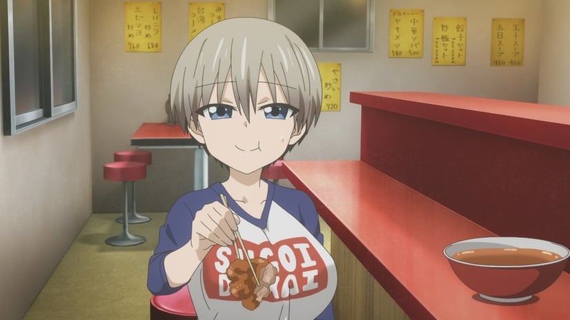 Uzaki chan feeds karaage to Sakurai