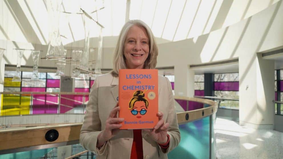 Bonnie Garmus with her debut novel, Lessons in Chemistry (Credits: GMA)