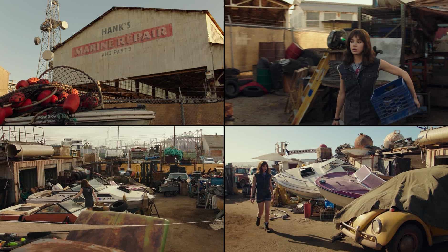 Charlie Finds Bumblebee At Hank's Marine Repair In The Movie