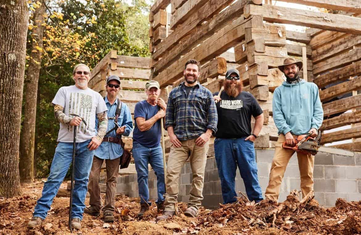 Mark Bowe and his team from West Virginia for the show, Barnwood Builders