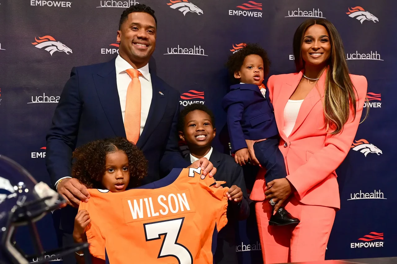 Russell Wilson celebrated his Broncos deal with his wife Ciara and kids (Credits: Page Six)