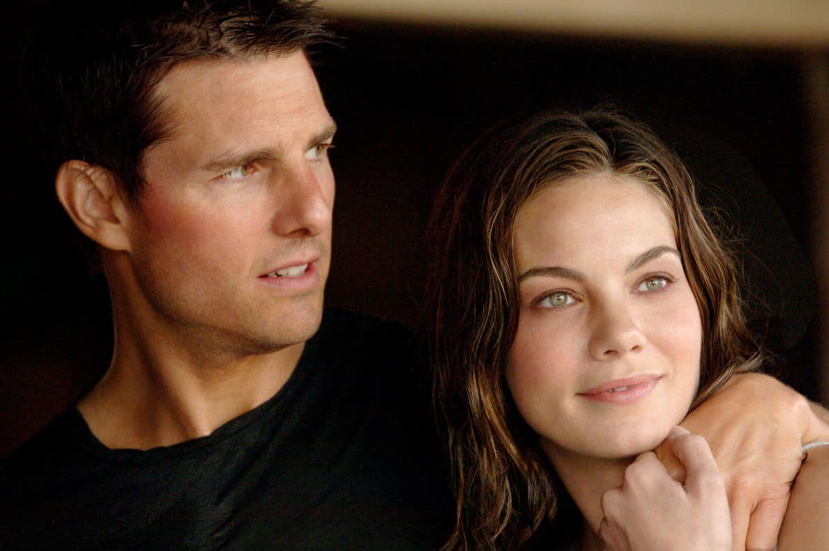 Tom Cruise and Michelle Monaghan as Ethan Hunt and Julia Meade in the Mission: Impossible film franchise.