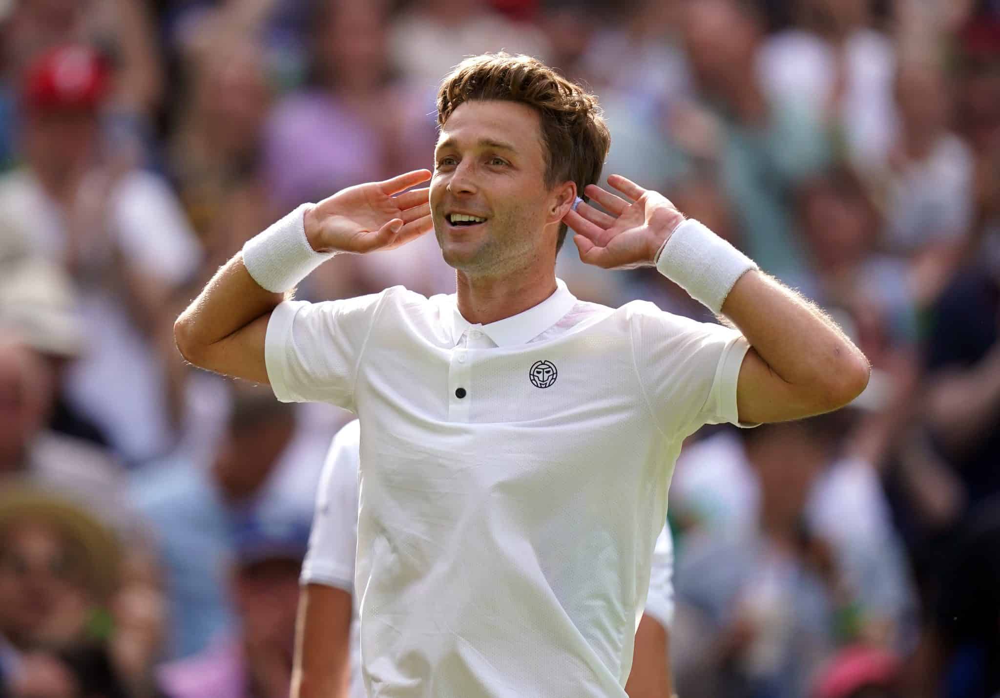 Liam Broady during a Wimbledon match.