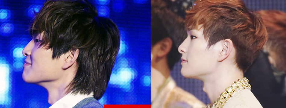 A comparison of his side profile (before and after).