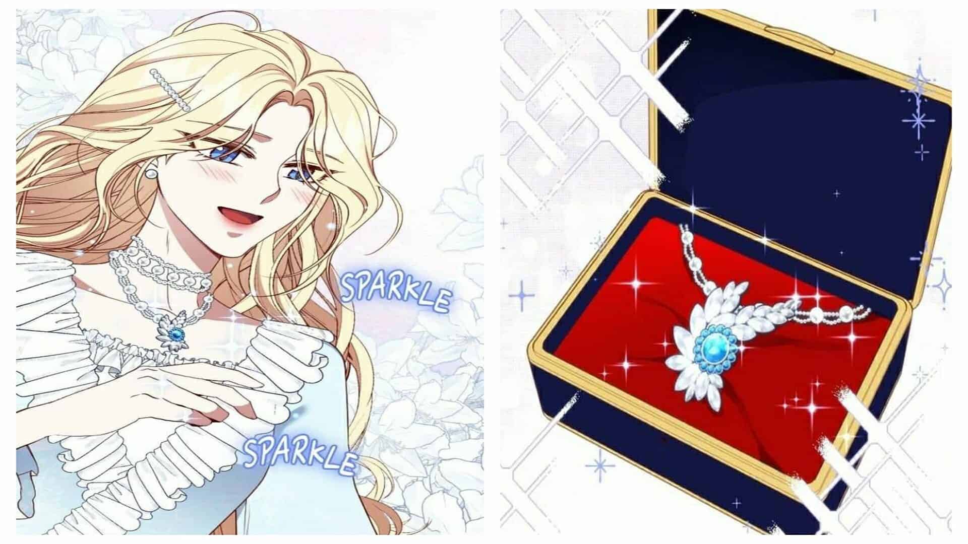 Lyla Happy After Viorst Gave Her The Necklace He Received The Day Before At The Ball - Beast’s Flower Chapter 26 (Credits: Tappytoon)