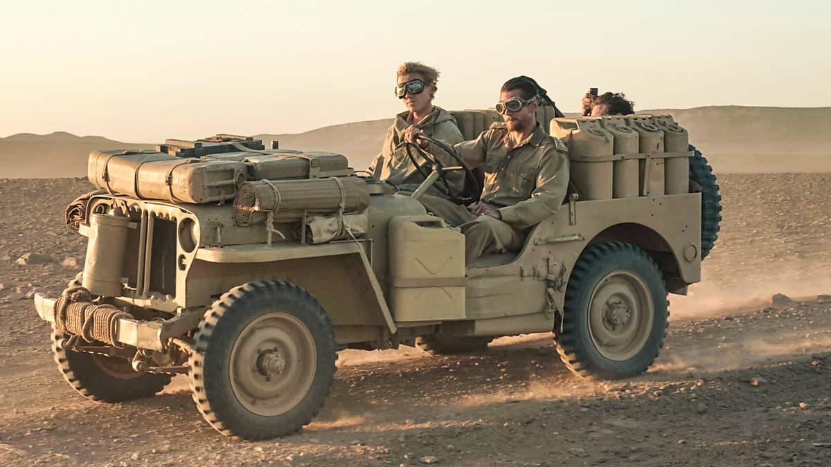 Recreation of the jeeps used during the actual time of the war in the show, SAS: Rogue Heroes, in Norfolk (Credits: BBC)