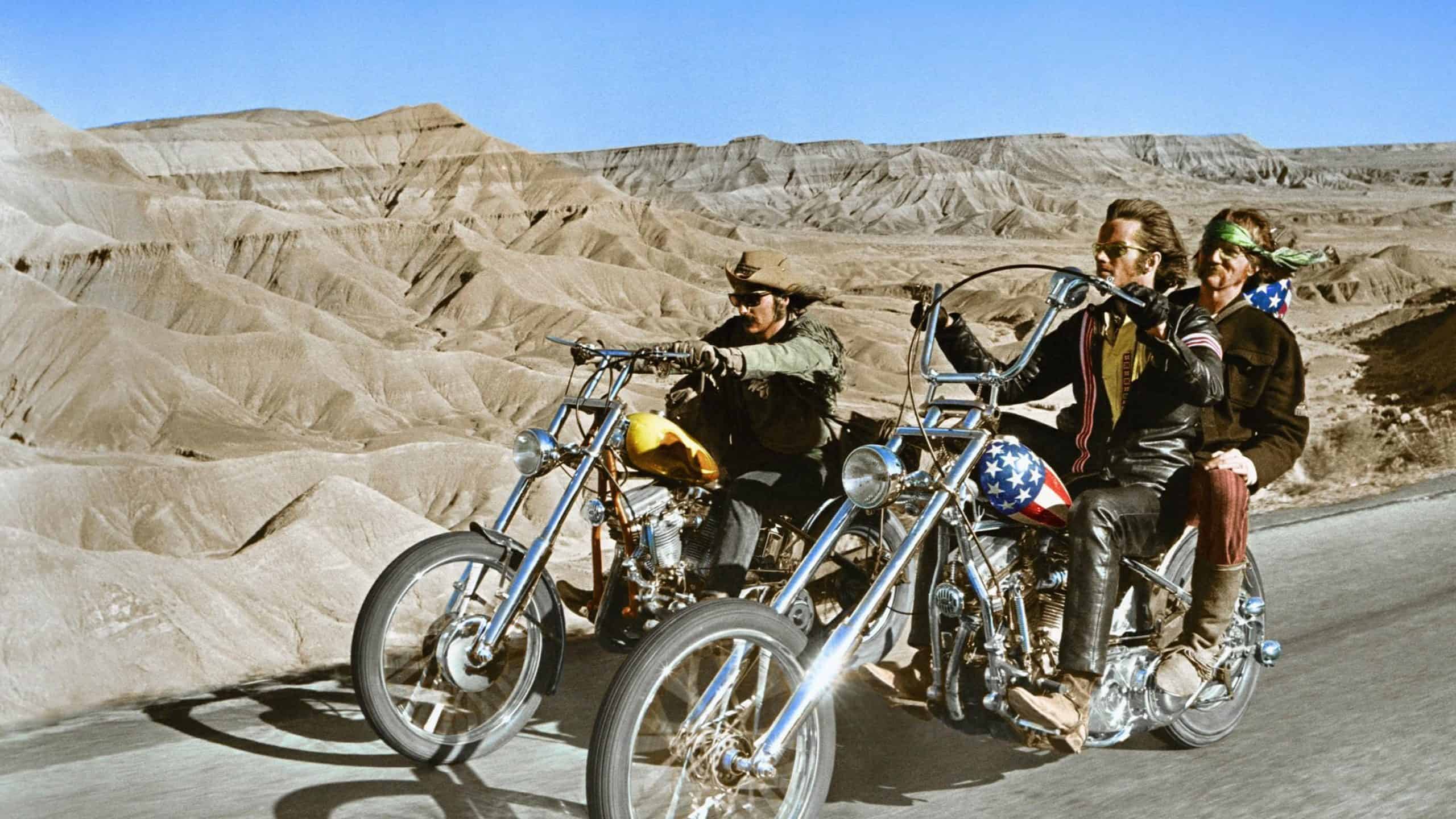 The Cast of the film, Easy Rider, shooting in California (Credits: Columbia Pictures)