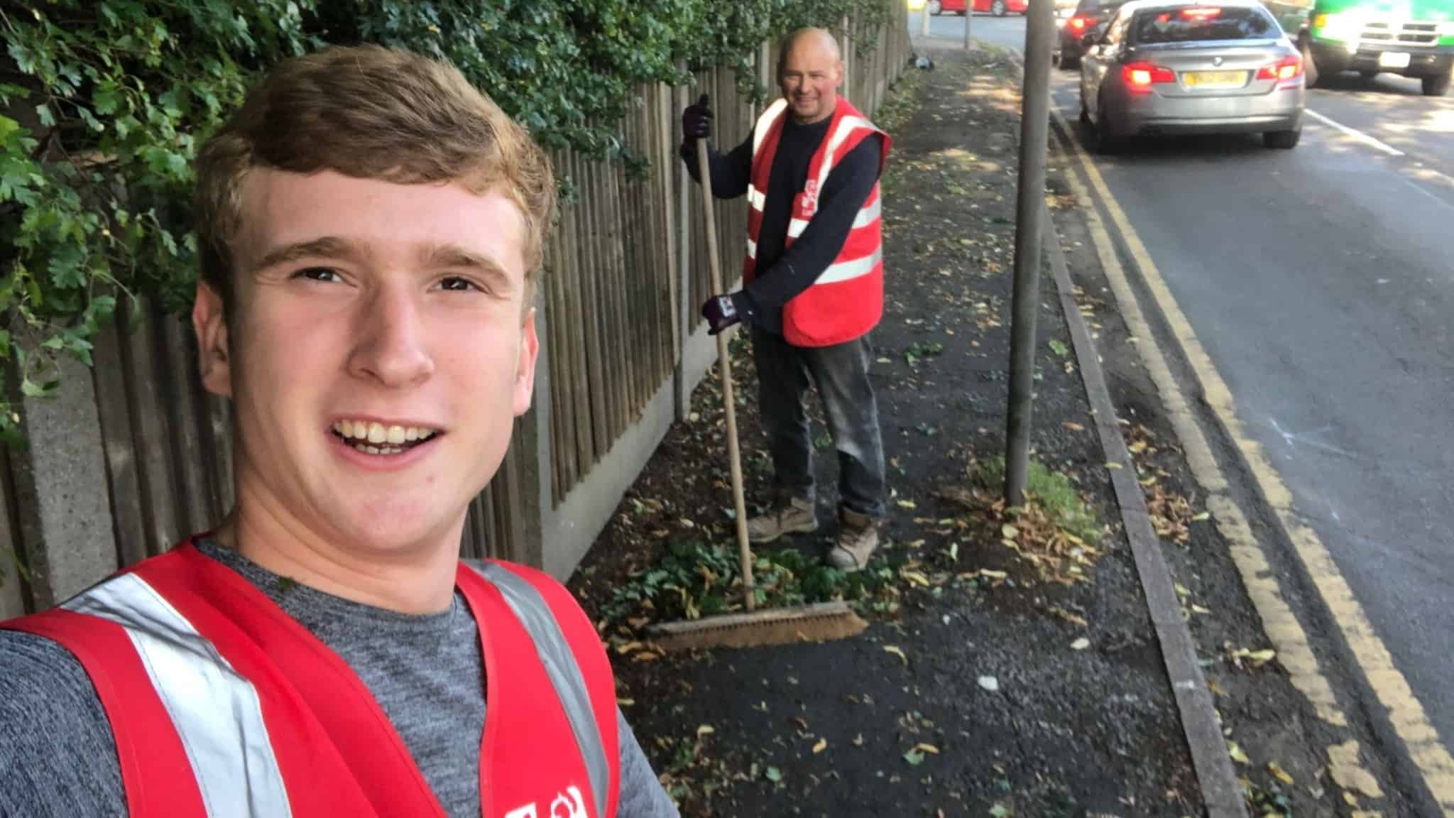 Matty Lock before his passing, keeping the town clean (Credits: ITVX)