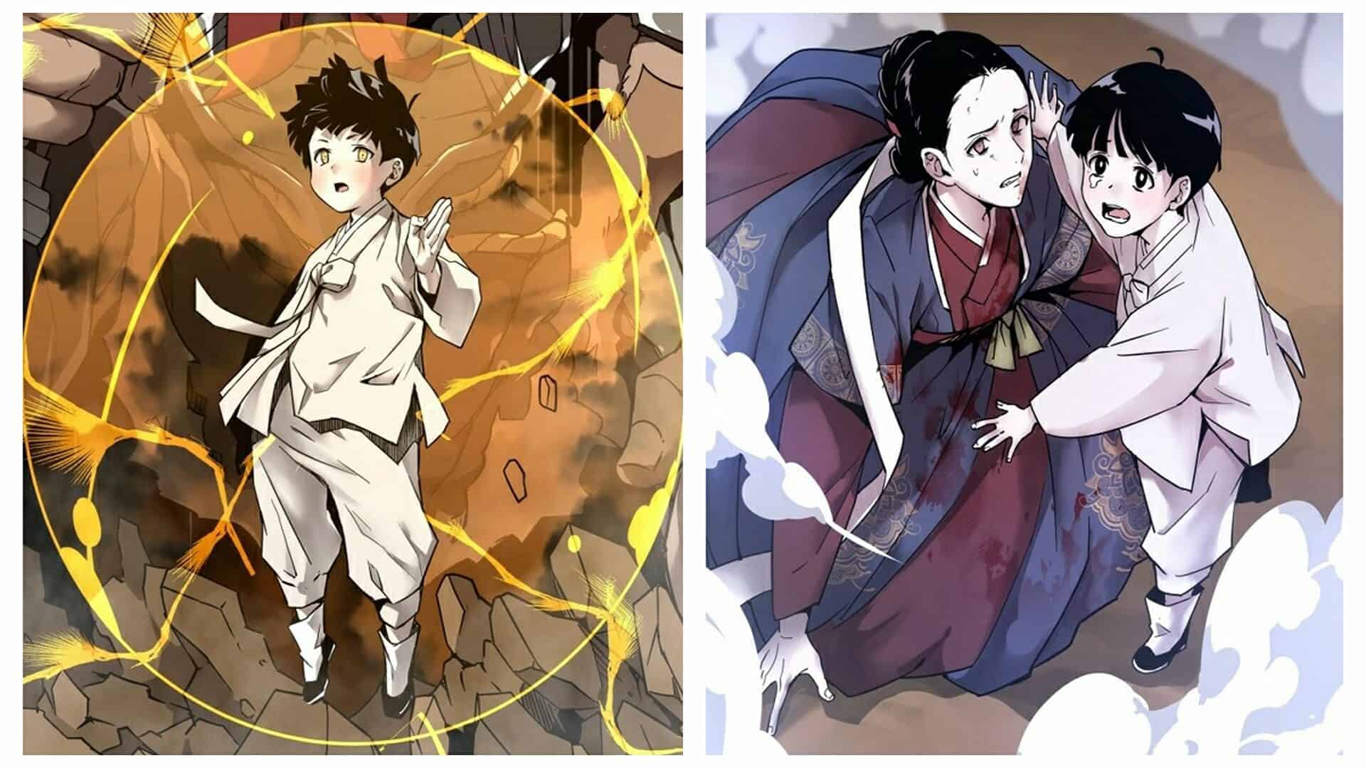 Nak-Bin After Being Possessed By The God Of War Ja-Oji (Left) And After He Regained His Senses (Right) - The Shaman Chapter 2