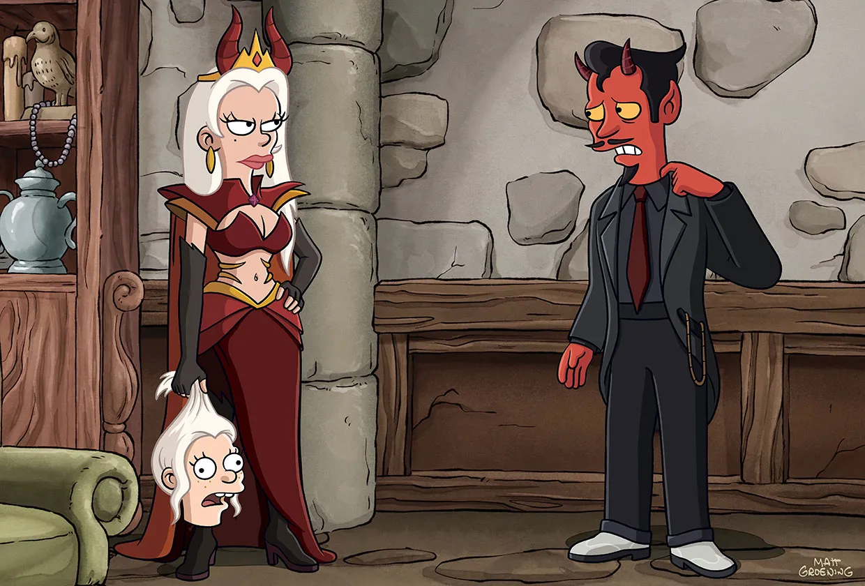 Satan and Queen Dagmar in the show, Disenchantment (Credits: Netflix)