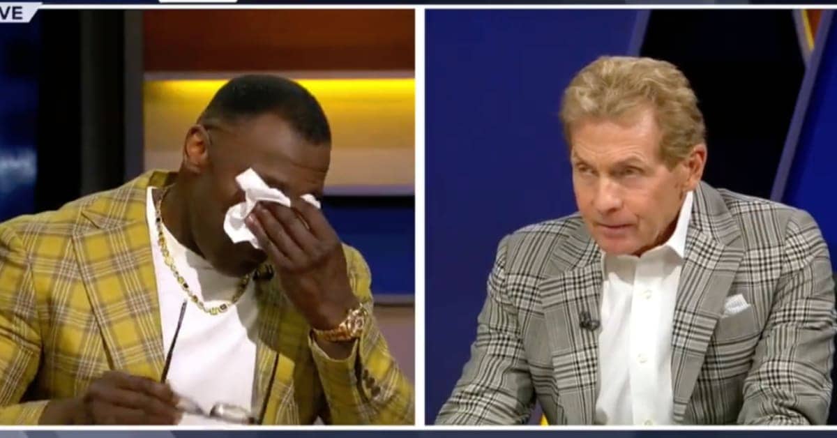 Shannon Sharpe shedding tears during his final episode of Undisputed (Credits: Fox Sports)
