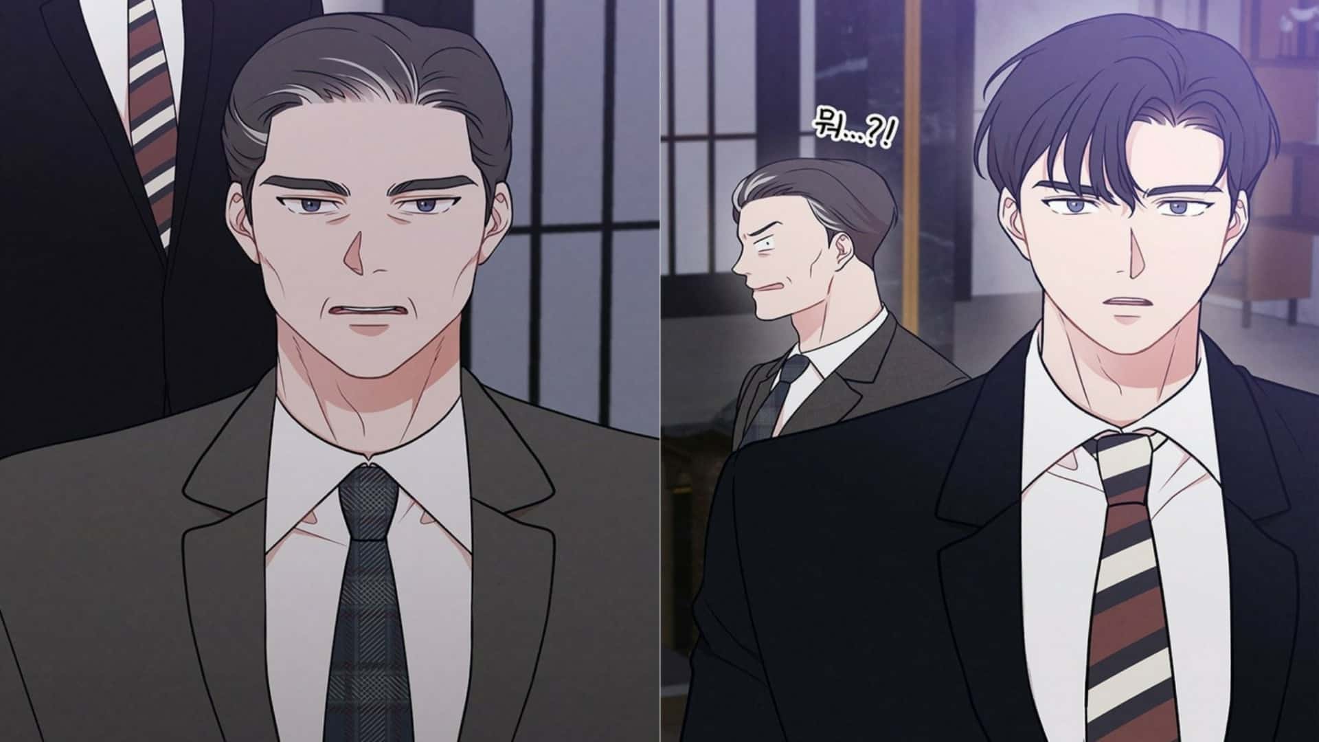 The Chairman Of Taesung Group And Mu-Jin's Father (Left) And President Of Taesung Group Tae Mu-Jin (Right) - My Boss’s Perfect Wedding Chapter 3 Spoilers