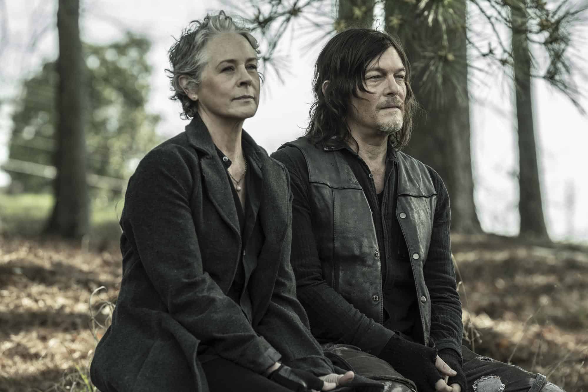 Daryl and Carol sharing an emotional converstion during the finale episode of the show, The Walking Dead (Credits: AMC)