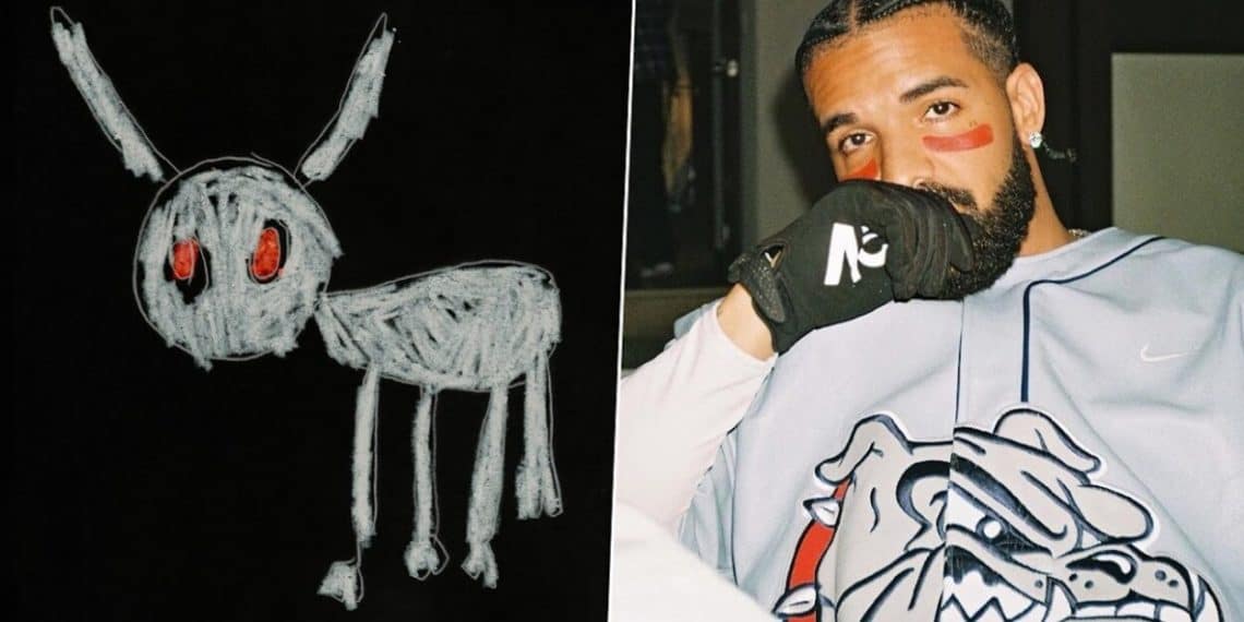 For All The Dogs Logo Designed By Drake's Son (Left) And Drake (Right)