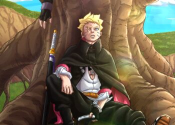 Boruto from the last panel chapter 4 (Color credits:  @thetwohornedone on X)