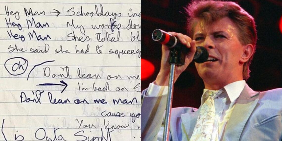 David Bowie's handwritten lyric sheet in sale