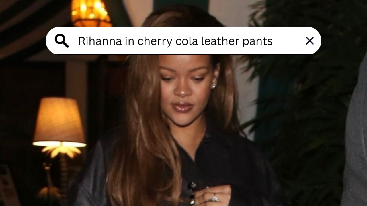Rihanna spotted making a rare appearance in Cherry cola leather pants (Credits: #badgalriri/Instagram)
