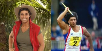 Fatima Whitbread In I'm A Celeb In 2011 (left) And Fatima In 1988 (right)