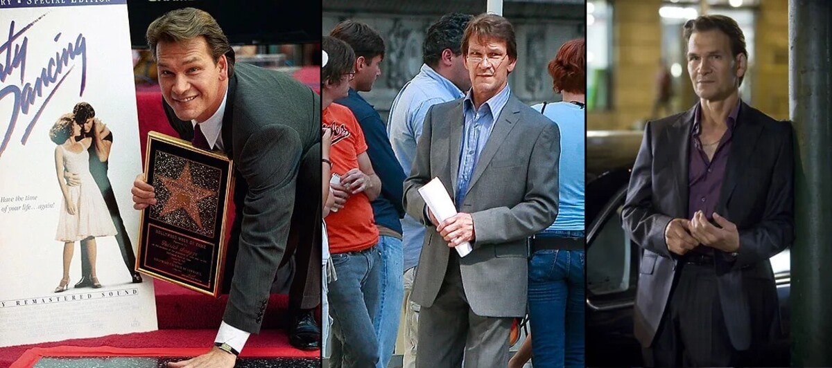 Patrick Swayze On The Hollywood Walk of Fame In 1997 (Left) And Him In The Beast in 2009 (Middle)(Right)