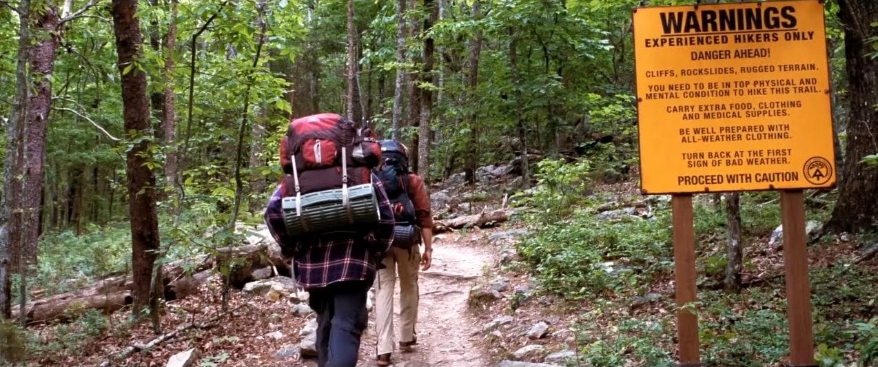 The two leads on the Appalachian Trails in the film, A Walk in the Woods (Credits: Broad Green Pictures)