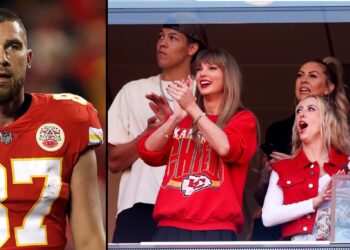Travis Kelce And Taylor Swift Cheering Him