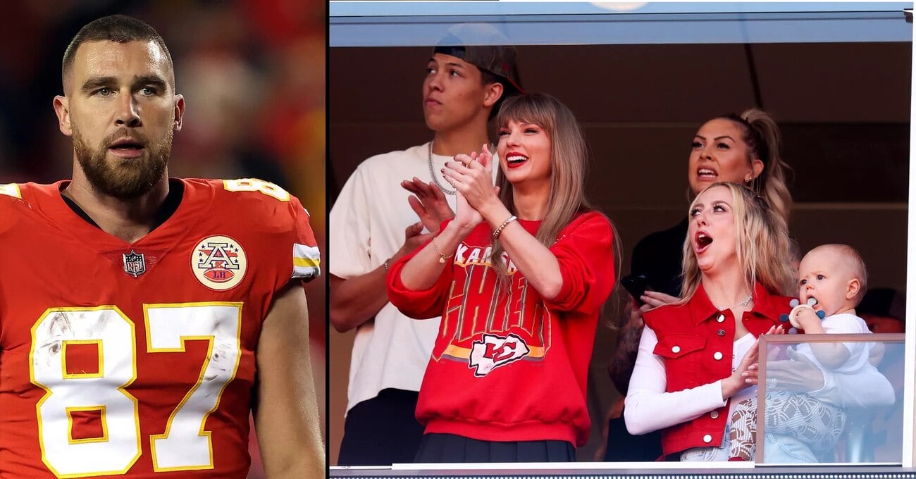 Travis Kelce And Taylor Swift Cheering Him