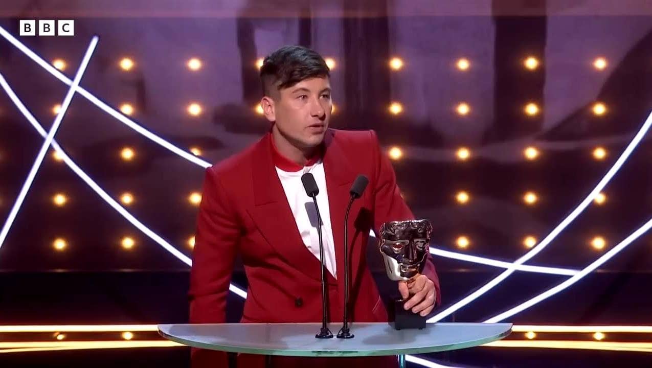 Barry Keoghan winning the BAFTA Best Actor in a Supporting Role (Credits: BBC)