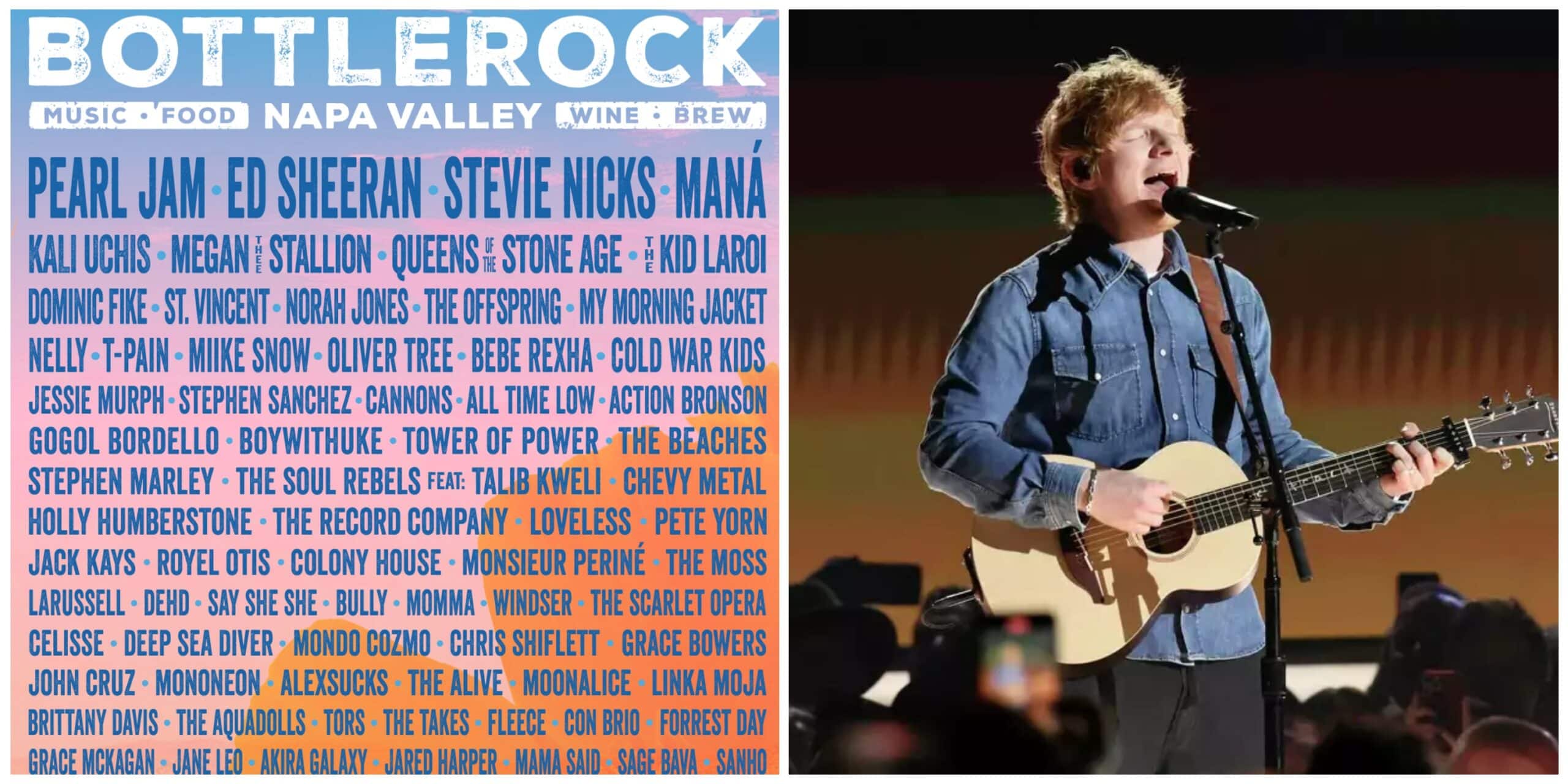 Ed Sheeran, Pearl Jam, Stevie Nicks, and Maná to Headline 2024 BottleRock Festival