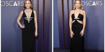 Margot Robbie and Emily Blunt Wear Nearly Identical Dresses