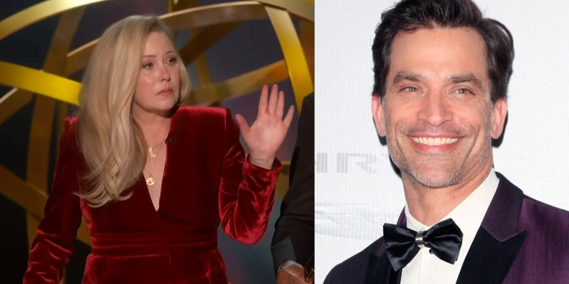 Christina Applegate during the 75th Primetime Emmy Awards and her ex-husband Johnathon Schaech