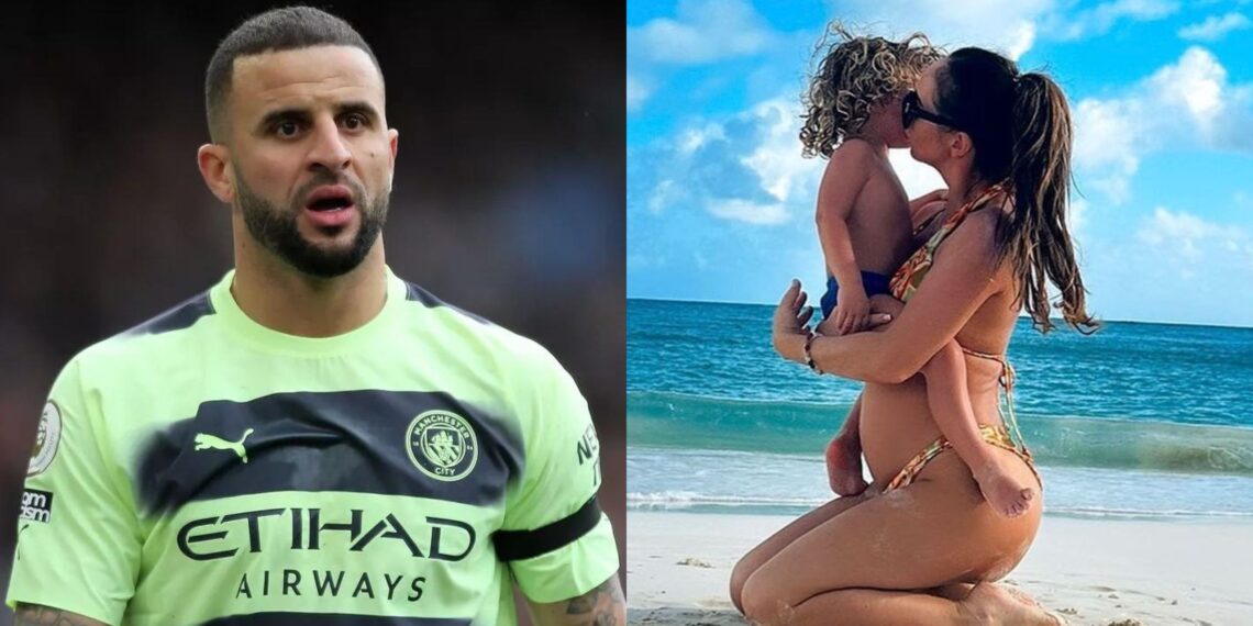 Kyle Walker, and Lauryn Goodman with Kairo and pregnant with second child