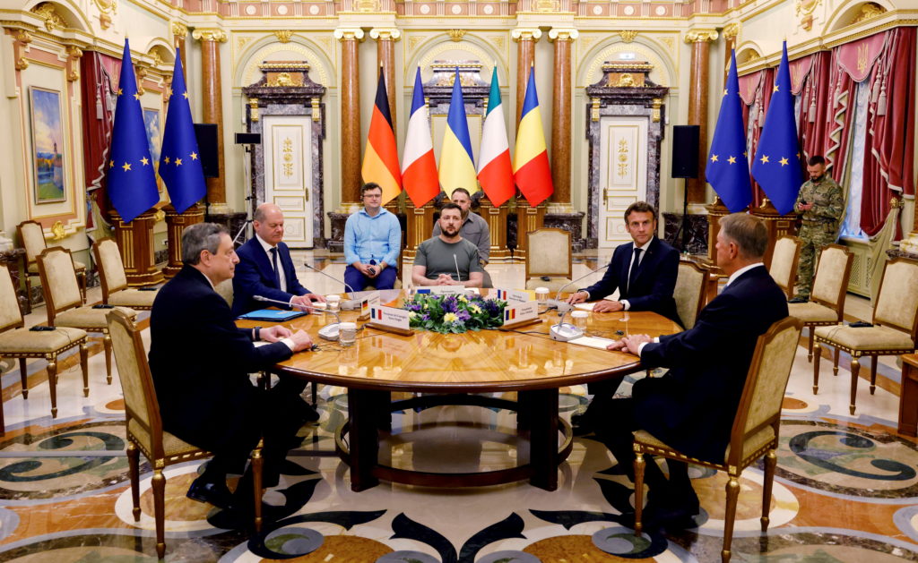 European leaders stand in support of Ukraine (Credits: PBS)