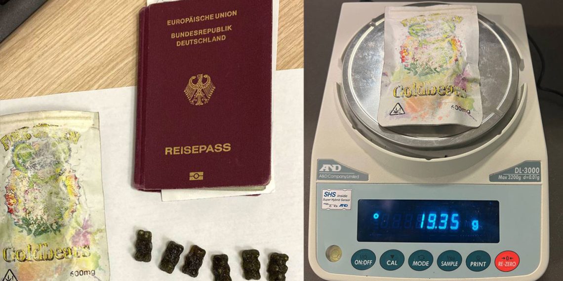 German traveler arrested by Russian authorities for smuggling cannabis gummies (Credits: The Moscow Times)