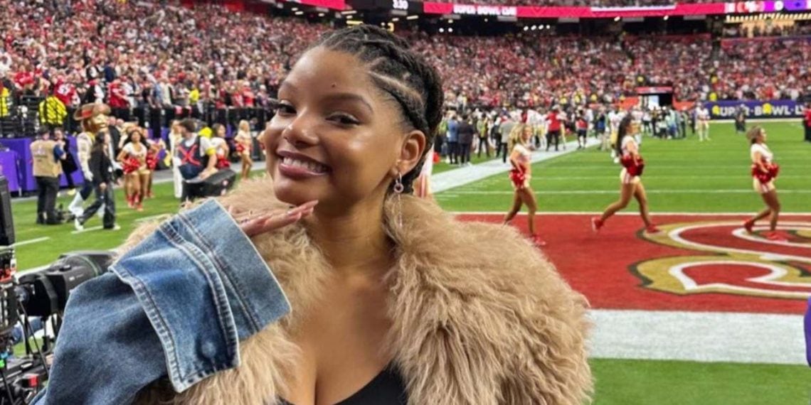 Halle Bailey looking cute at the 2024 Super Bowl event (Credit: hallebailey/Instagram)