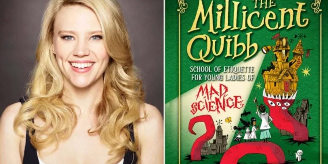 Kate McKinnon and her new book: The Millicent Quibb School of Etiquette for Young Ladies of Mad Science (Credit: People)