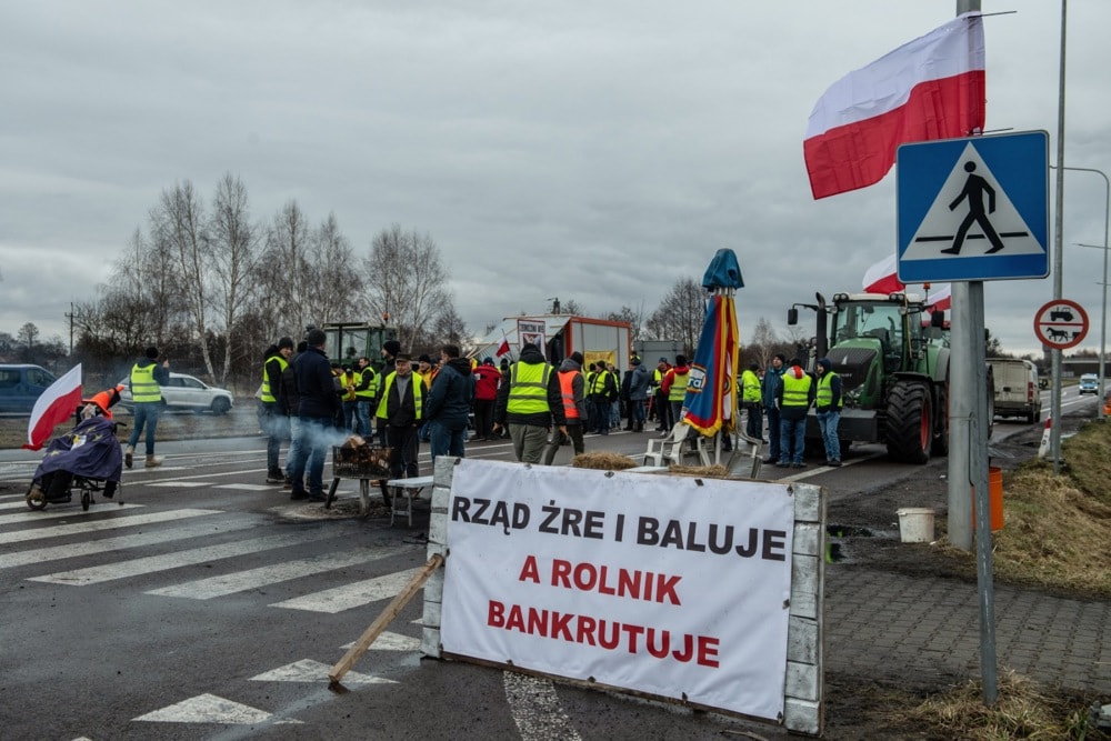 Polish farmers protest at the Polish-Ukrainian border in Dorohusk (Credits: Euroactiv)